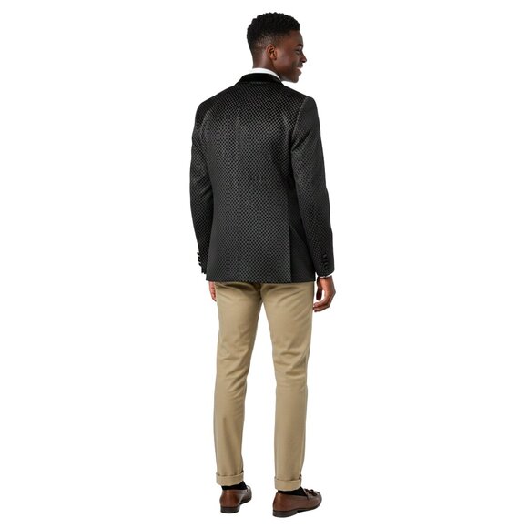 Luxurious Diamond Pattern Jacket (38S) Velvet Finish, Black - Picture 4 of 6